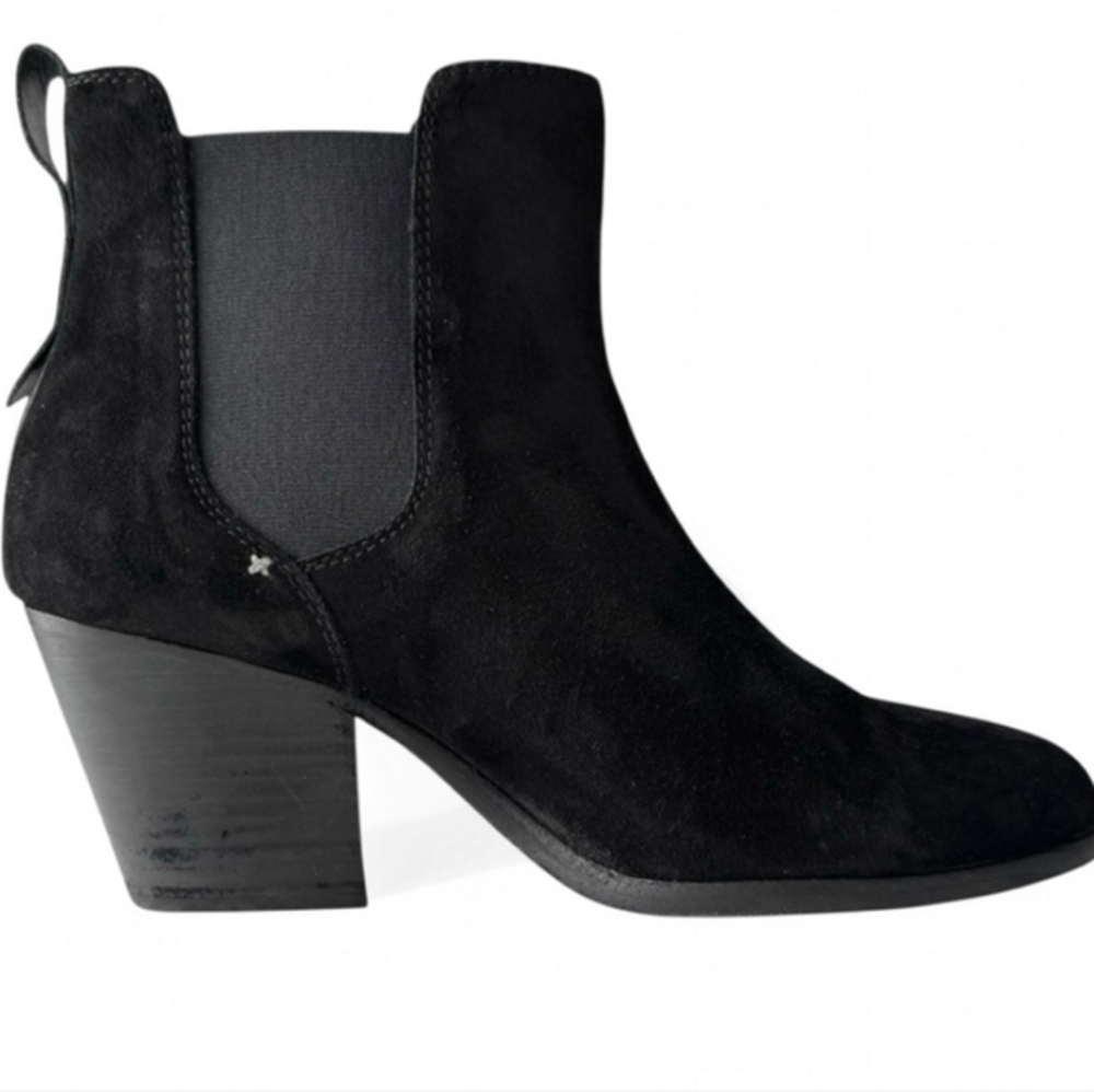 rag & bone Hazel Black Suede Chelsea Ankle‎ Heeled Booties Boots 39.5 (9.5)